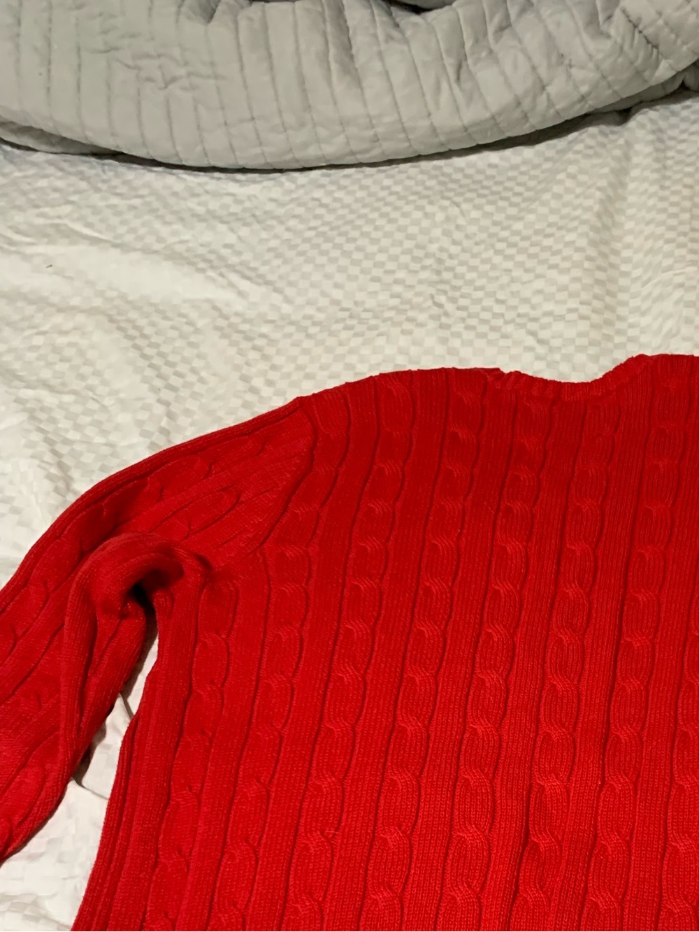 Chaps Red Cable Knit Crewneck Sweater